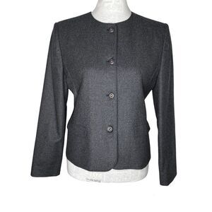 ADDENDA by Renown Women Wool Grey Button up Blazer Jacket